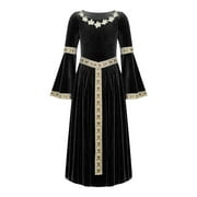 LUOGENLI Dress for Girls Girls Dress Vintage Court Long Gown Party Stage Performance Girls Easter Dresses Size 14-16 White Easter Dresses for Girls 10-12 Years Old Black 6-7 Years